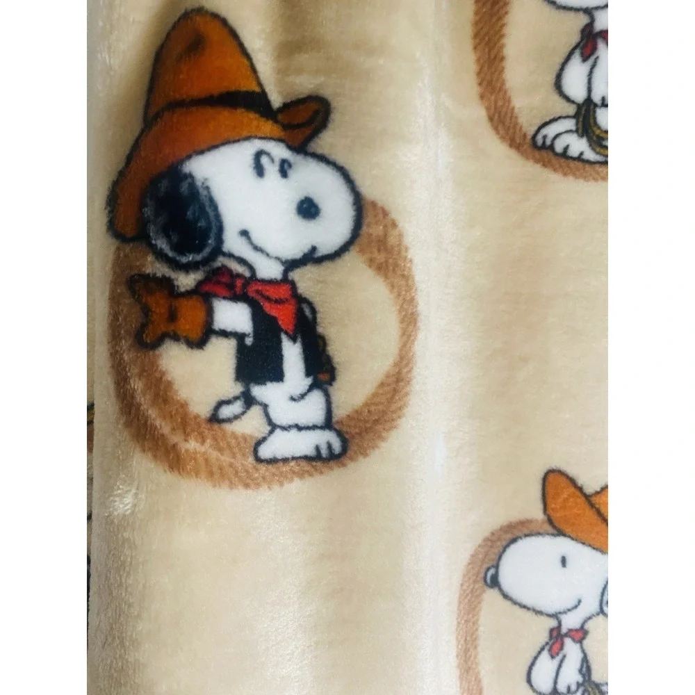 Berkshire Peanuts Throw Cowboy Snoopy Western Rodeo Tan Blanket 60x70 New 2026